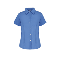 Camisa De Gabardina Manga Corta Con Silueta Para Dama Color Azul Francia