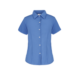 Camisa De Gabardina Manga Corta Con Silueta Para Dama Color Azul Francia