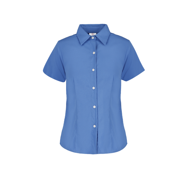 Camisa De Gabardina Manga Corta Con Silueta Para Dama Color Azul Francia