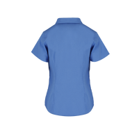 Camisa De Gabardina Manga Corta Con Silueta Para Dama Color Azul Francia