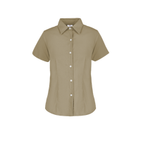 Camisa De Gabardina Manga Corta Con Silueta Para Dama Color Beige