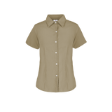 Camisa De Gabardina Manga Corta Con Silueta Para Dama Color Beige