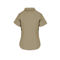 Camisa De Gabardina Manga Corta Con Silueta Para Dama Color Beige