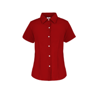 Camisa De Gabardina Manga Corta Con Silueta Para Dama Color Rojo