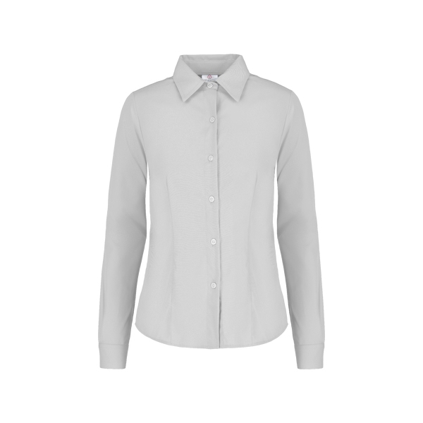 Camisa De Gabardina Manga Larga Con Silueta Para Dama Color Blanco