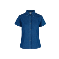 Camisa De Mezclilla Manga Corta Con Silueta Para Dama Color Indigo Claro