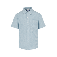 Camisa Oxford Mil Rayas Manga Corta para Caballero Color Blanco Azul Cielo