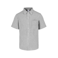 Camisa Oxford Mil Rayas Manga Corta para Caballero Color Blanco Gris