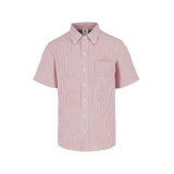 Camisa Oxford Mil Rayas Manga Corta para Caballero Color Blanco Rojo