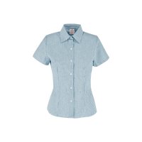 Camisa Oxford Mil Rayas Manga Corta Con Silueta Para Dama Color Blanco Azul Cielo