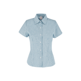 Camisa Oxford Mil Rayas Manga Corta Con Silueta Para Dama Color Blanco Azul Cielo