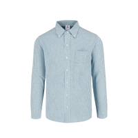 Camisa Oxford Mil Rayas Manga Larga Para Caballero Color Blanco Azul Cielo