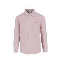 Camisa Oxford Mil Rayas Manga Larga Para Caballero Color Blanco Rojo