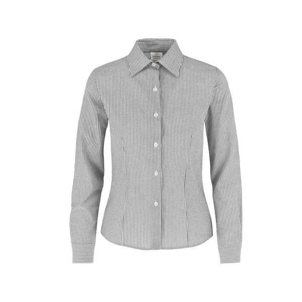 Camisa Oxford Mil Rayas Manga Larga Con Silueta Para Dama Color Blanco Gris