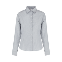 Camisa Oxford Manga Larga Con Silueta Para Dama Color Gris