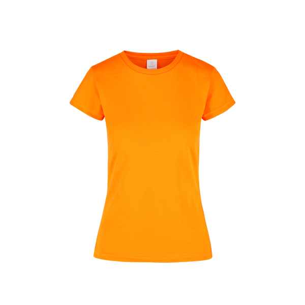 Playera Cuello Redondo Manga Corta Con Silueta Para Dama Color Naranja Neon