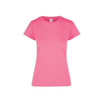 Playera Cuello Redondo Manga Corta Con Silueta Para Dama Color Rosa Neon