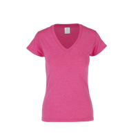 Playera Cuello V Manga Corta Con Silueta Para Dama Color Fucsia Jaspe