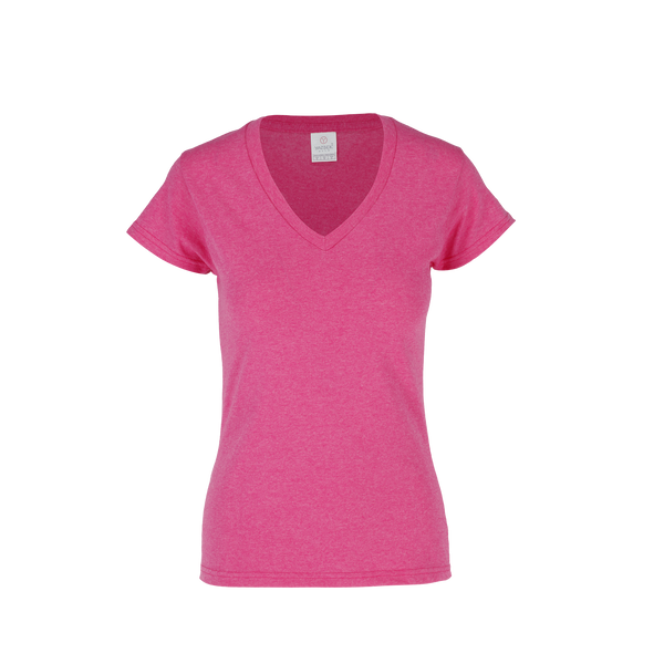 Playera Cuello V Manga Corta Con Silueta Para Dama Color Fucsia Jaspe