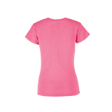 Playera Cuello V Manga Corta Con Silueta Para Dama Color Rosa Neon