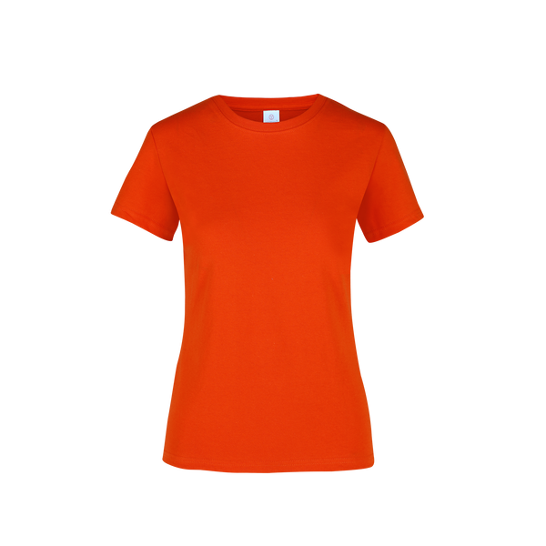 Playera Peso Completo Cuello Redondo Manga Corta Con Silueta Para Dama Color Naranja