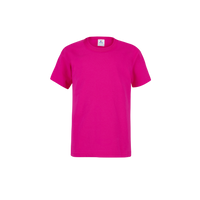 Playera Peso Completo Cuello Redondo Manga Corta Unisex Para Niño Color Fucsia