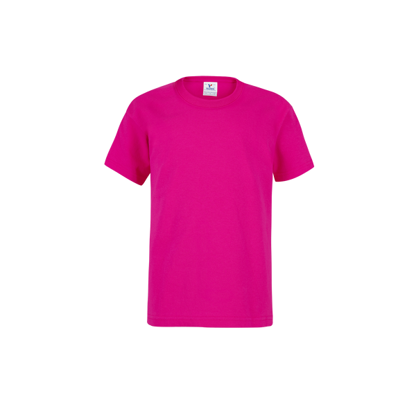 Playera Peso Completo Cuello Redondo Manga Corta Unisex Para Niño Color Fucsia